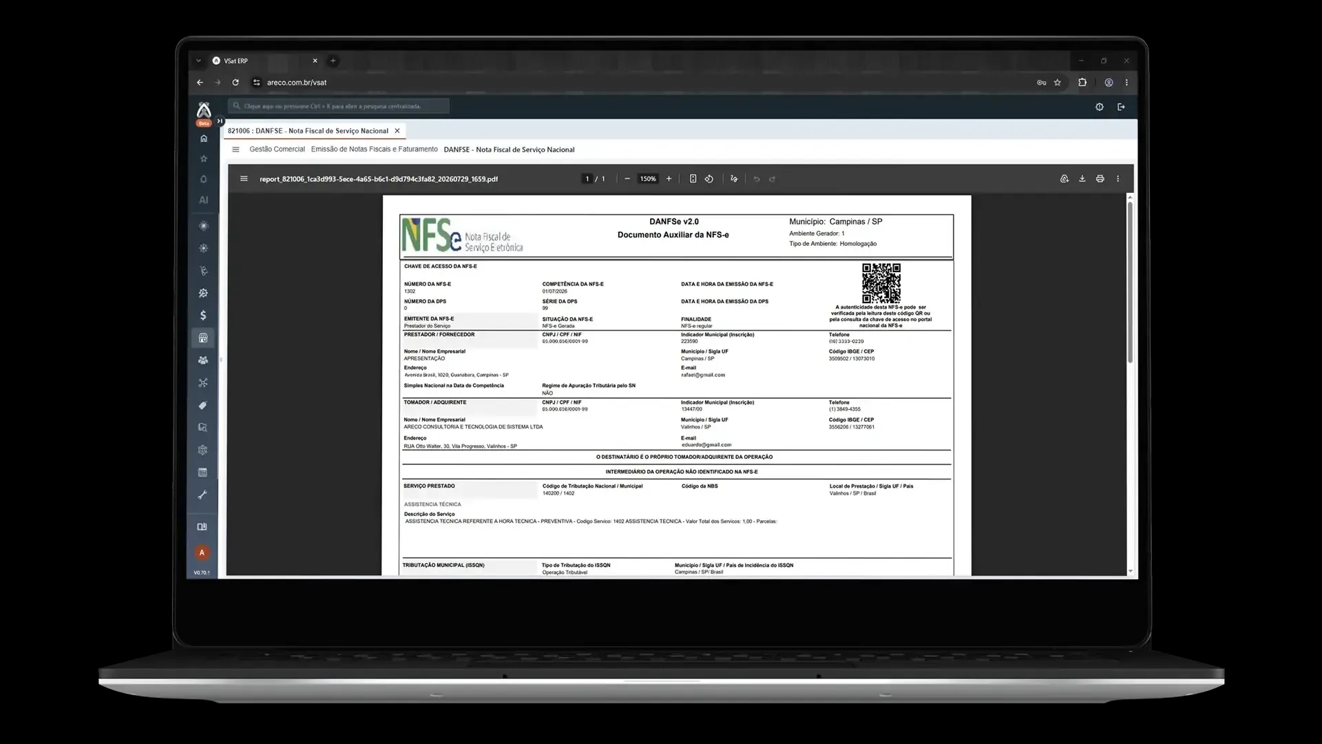 Nota Fiscal de Serviço Eletrônica - DANFSe